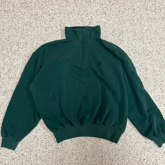 Nautica Green Zip Up Sweater with Ribbed Details - Picture 1 of 7